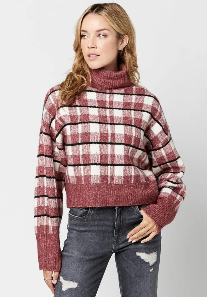 Women Windowpane Plaid Remi Sweater Tan Windowpane Buffalo David Bitton Sweaters Women Windowpane Plaid Remi Sweater Tan Windowpane Buffalo David Bitton Sweaters