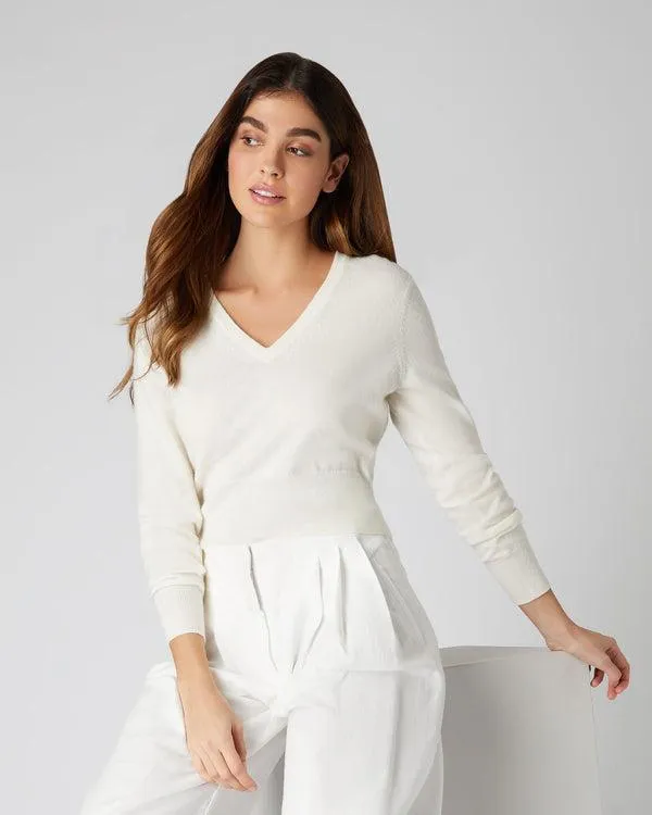 Women Women039s Crop V Neck Cashmere SweaterIn New Ivory White New Ivory White NPeal V Necks Women Women039s Crop V Neck Cashmere SweaterIn New Ivory White New Ivory White NPeal V Necks