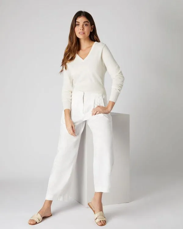 Women Women039s Crop V Neck Cashmere SweaterIn New Ivory White New Ivory White NPeal V Necks