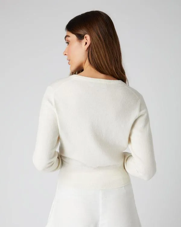 Women Women039s Crop V Neck Cashmere SweaterIn New Ivory White New Ivory White NPeal V Necks