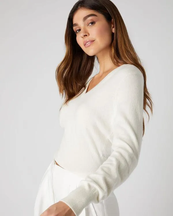 Women Women039s Crop V Neck Cashmere SweaterIn New Ivory White New Ivory White NPeal V Necks