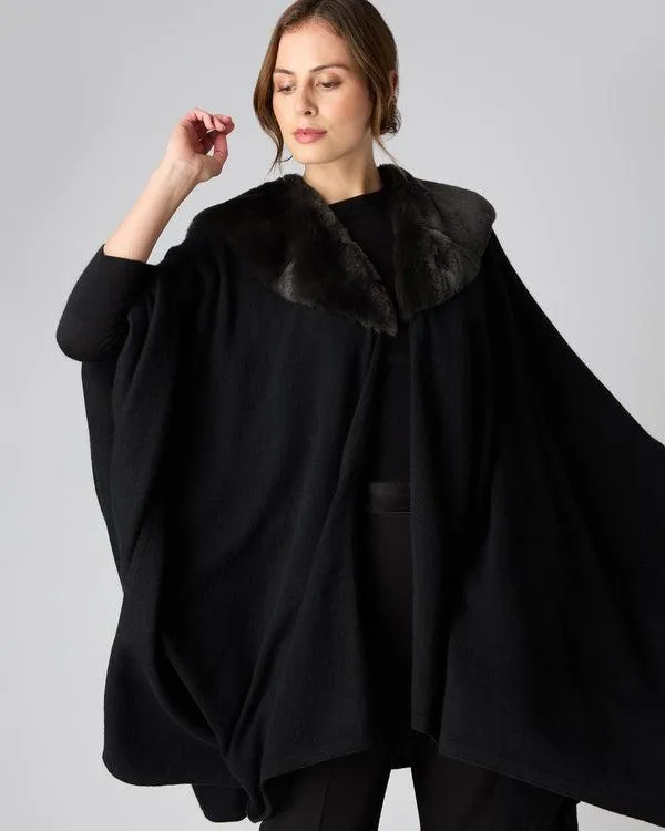 Women Women039s Fur Collar Cashmere CapeIn Black Black NPeal Capes and Ponchos Women Women039s Fur Collar Cashmere CapeIn Black Black NPeal Capes and Ponchos