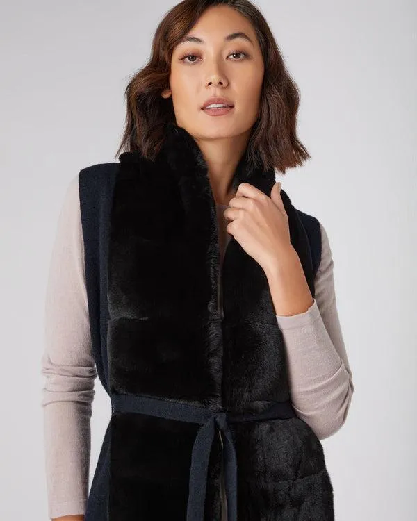 Women Women039s Fur Placket Milano Cashmere GiletIn Navy Blue Navy Blue NPeal Coats and Jackets Women Women039s Fur Placket Milano Cashmere GiletIn Navy Blue Navy Blue NPeal Coats and Jackets