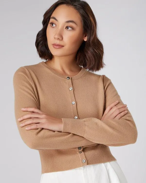 Women Women039s Long Sleeve Cropped Cashmere CardiganIn Sahara Brown Sahara Brown NPeal Cardigans