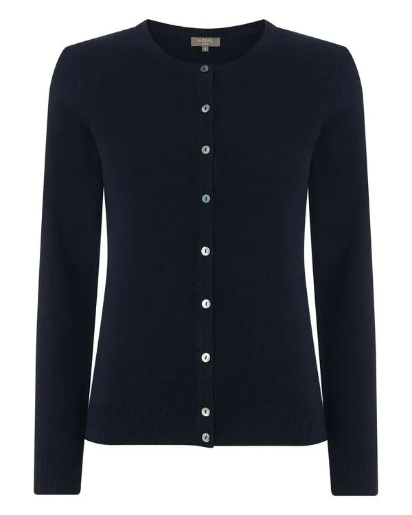 Women Women039s Round Neck Cashmere CardiganIn Navy Blue Navy Blue NPeal Cardigans