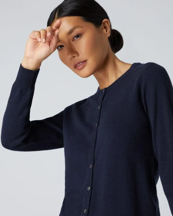 Women Women039s Round Neck Cashmere CardiganIn Navy Blue Navy Blue NPeal Cardigans
