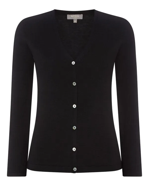 Women Women039s Superfine V Neck Cashmere CardiganIn Black Black NPeal Cardigans