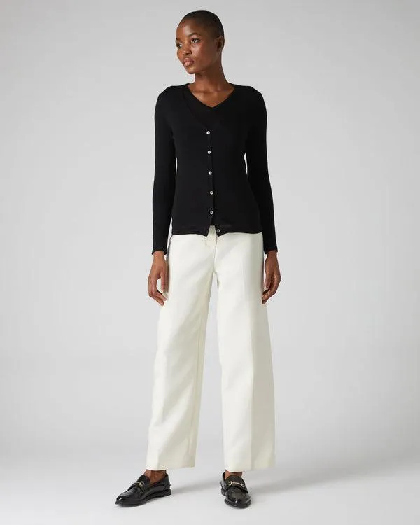 Women Women039s Superfine V Neck Cashmere CardiganIn Black Black NPeal Cardigans