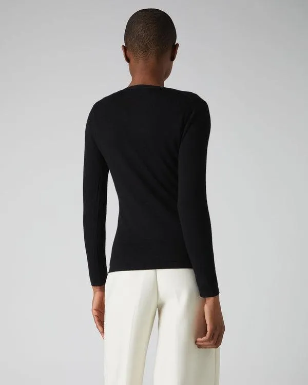 Women Women039s Superfine V Neck Cashmere CardiganIn Black Black NPeal Cardigans