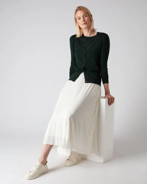 Women Women039s Superfine V Neck Cashmere CardiganIn Midnight Green Midnight Green NPeal Cardigans