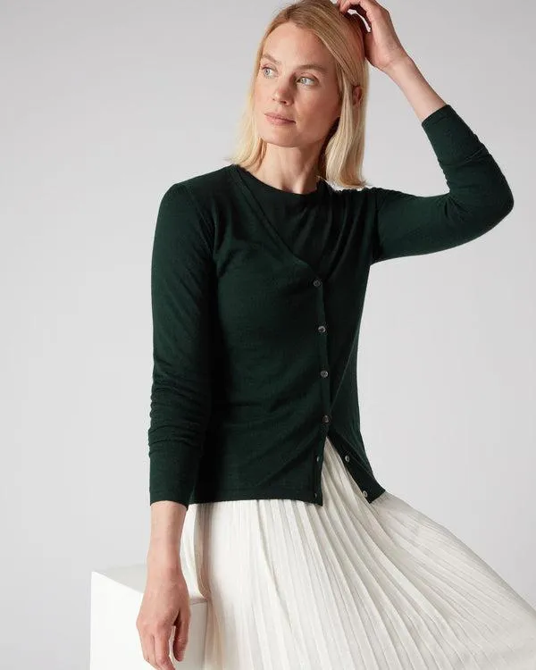 Women Women039s Superfine V Neck Cashmere CardiganIn Midnight Green Midnight Green NPeal Cardigans