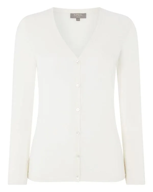 Women Women039s Superfine V Neck Cashmere CardiganIn New Ivory White New Ivory White NPeal Cardigans