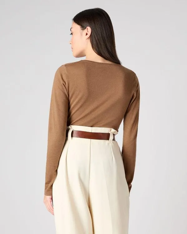 Women Women039s Superfine V Neck Cashmere SweaterIn Dark Camel Brown Dark Camel Brown NPeal V Necks