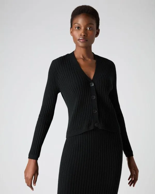Women Women039s Wide Rib Crop Cashmere CardiganIn Black Black NPeal Cardigans Women Women039s Wide Rib Crop Cashmere CardiganIn Black Black NPeal Cardigans