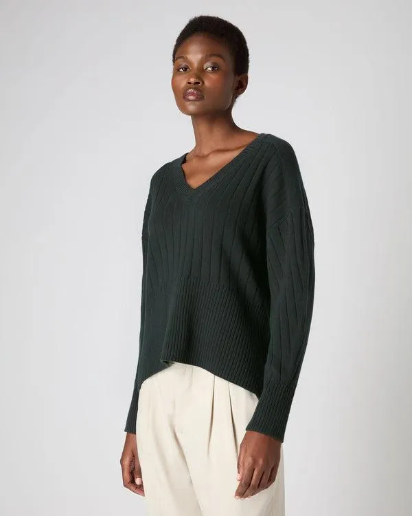 Women Women039s Wide Rib V Neck Cashmere SweaterIn Dark Green Dark Green NPeal V Necks Women Women039s Wide Rib V Neck Cashmere SweaterIn Dark Green Dark Green NPeal V Necks