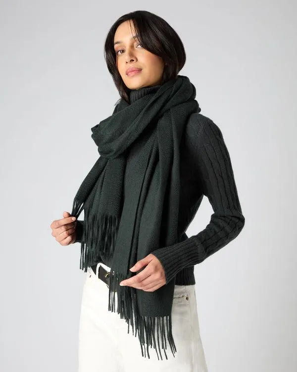 Women Women039s Woven Cashmere ShawlIn Dark Green Dark Green NPeal Pashminas Wraps and Shawls