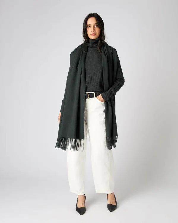 Women Women039s Woven Cashmere ShawlIn Dark Green Dark Green NPeal Pashminas Wraps and Shawls