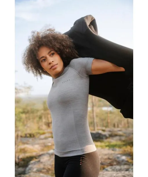 Women Women TShirt WoolTech Light Black FALKE Short Sleeve Shirts