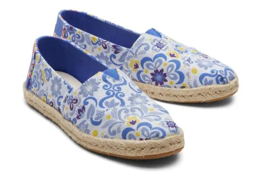 Women WomenAlpargata Rope Espadrille Blue Multi Mediterranean Tiles Jacquard TOMS Alpargatas