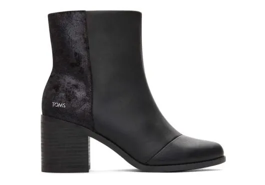 Women WomenEvelyn Black Suede And Plush Foil Heeled Boot Leather Black Plush Foil TOMS Exclusives