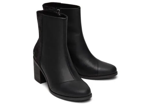Women WomenEvelyn Black Suede And Plush Foil Heeled Boot Leather Black Plush Foil TOMS Exclusives