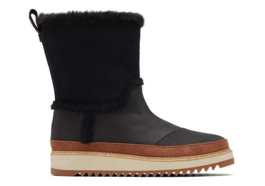 Women WomenMakenna Black Water Resistant Faux Fur Boot Faux Fur Black TOMS Exclusives