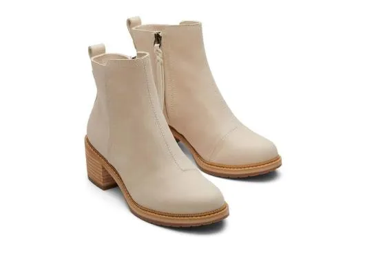 Women WomenMarina Beige Leather Heeled Boot Beige Leather TOMS Boots and Booties