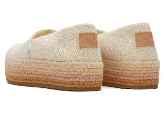 Women WomenValencia Platform Espadrille Dark Natural Metallic Linen TOMS Alpargatas