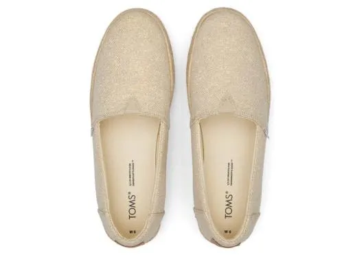 Women WomenValencia Platform Espadrille Dark Natural Metallic Linen TOMS Alpargatas