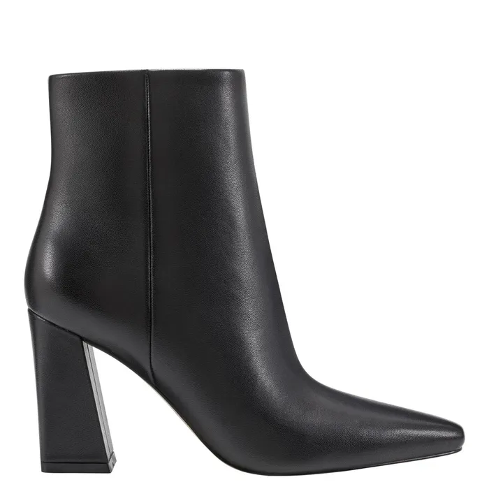 Women Yanara Heeled Bootie Black Leather Marc Fisher Booties