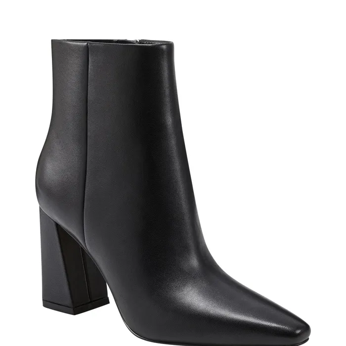 Women Yanara Heeled Bootie Black Leather Marc Fisher Booties