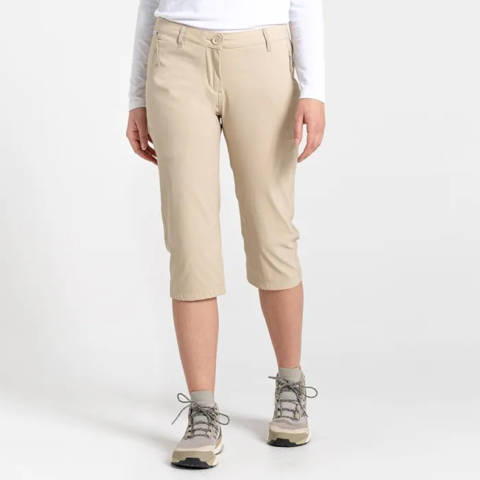 Womens Cropped Trousers Craghoppers Kiwi Pro II Cropped Trouser Desert Sand