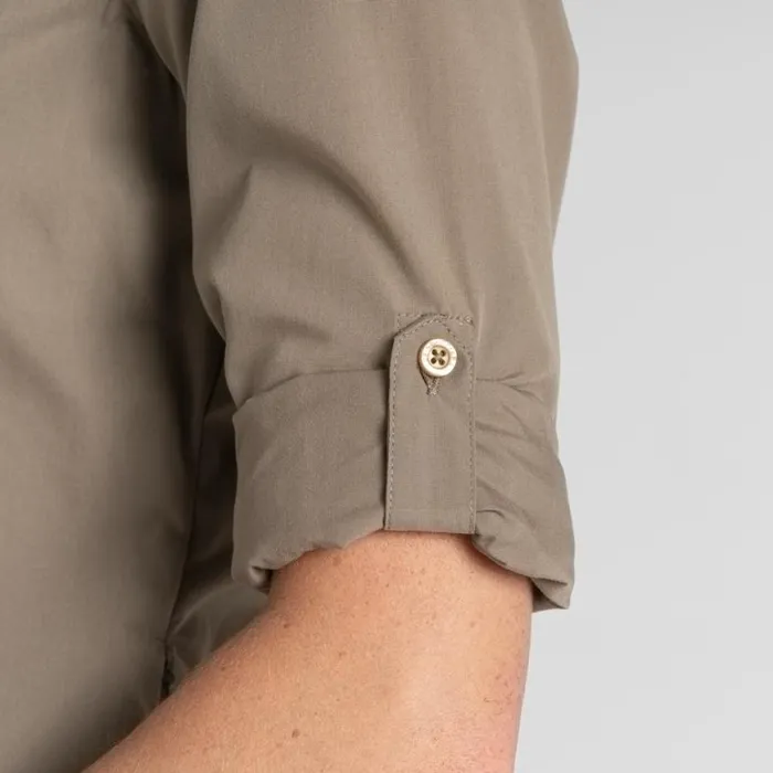 Womens Long Sleeve Craghoppers Expert Kiwi Long Sleeved Shirt Pebble Womens Long Sleeve Craghoppers Expert Kiwi Long Sleeved Shirt Pebble
