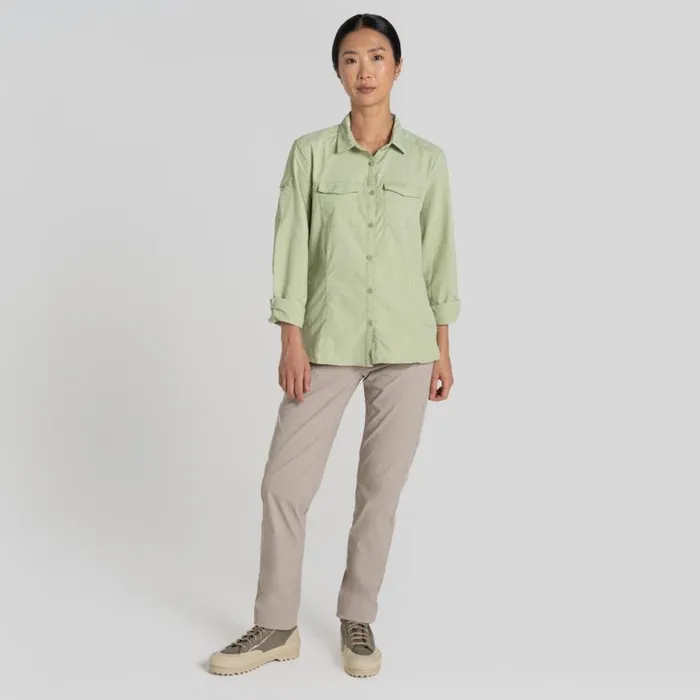 Womens Long Sleeve Craghoppers NosiLife Adventure Long Sleeved Shirt III Bud Green Womens Long Sleeve Craghoppers NosiLife Adventure Long Sleeved Shirt III Bud Green