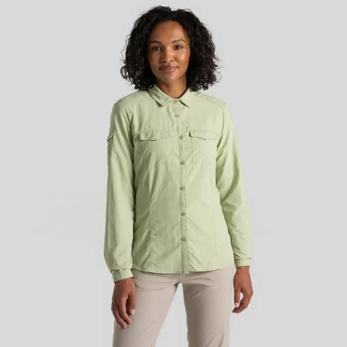 Womens Long Sleeve Craghoppers NosiLife Adventure Long Sleeved Shirt III Bud Green Womens Long Sleeve Craghoppers NosiLife Adventure Long Sleeved Shirt III Bud Green