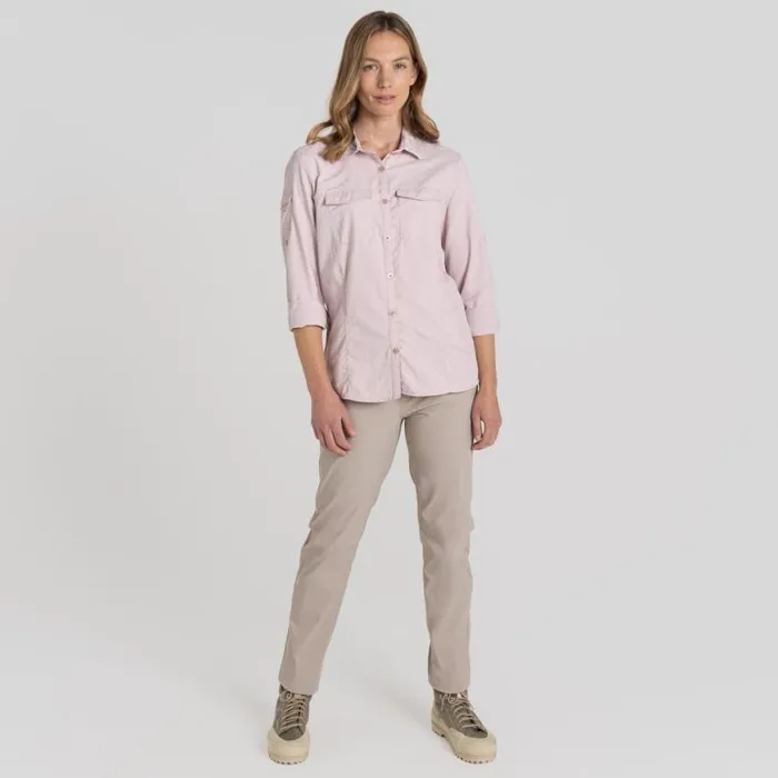 Womens Long Sleeve Craghoppers NosiLife Adventure Long Sleeved Shirt III Dusky Carnation Womens Long Sleeve Craghoppers NosiLife Adventure Long Sleeved Shirt III Dusky Carnation
