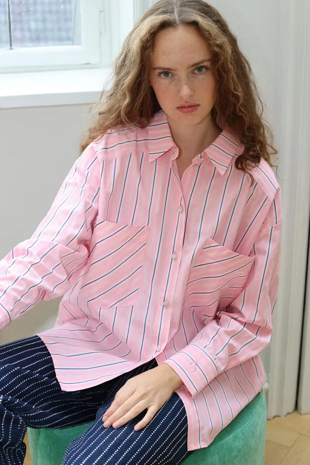 Work Shirt 8211 Pink Blue Stripe Women Cras Shirts