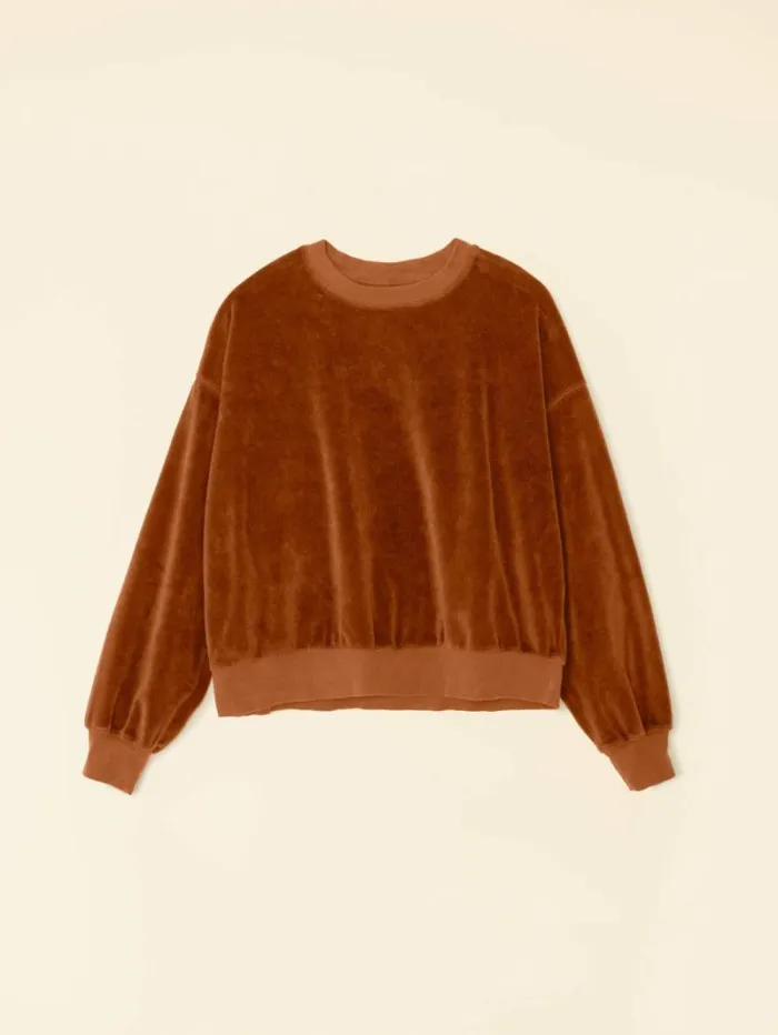 Xirena Brown Sugar Huxley Velour Sweatshirt Women Sweats and Tees