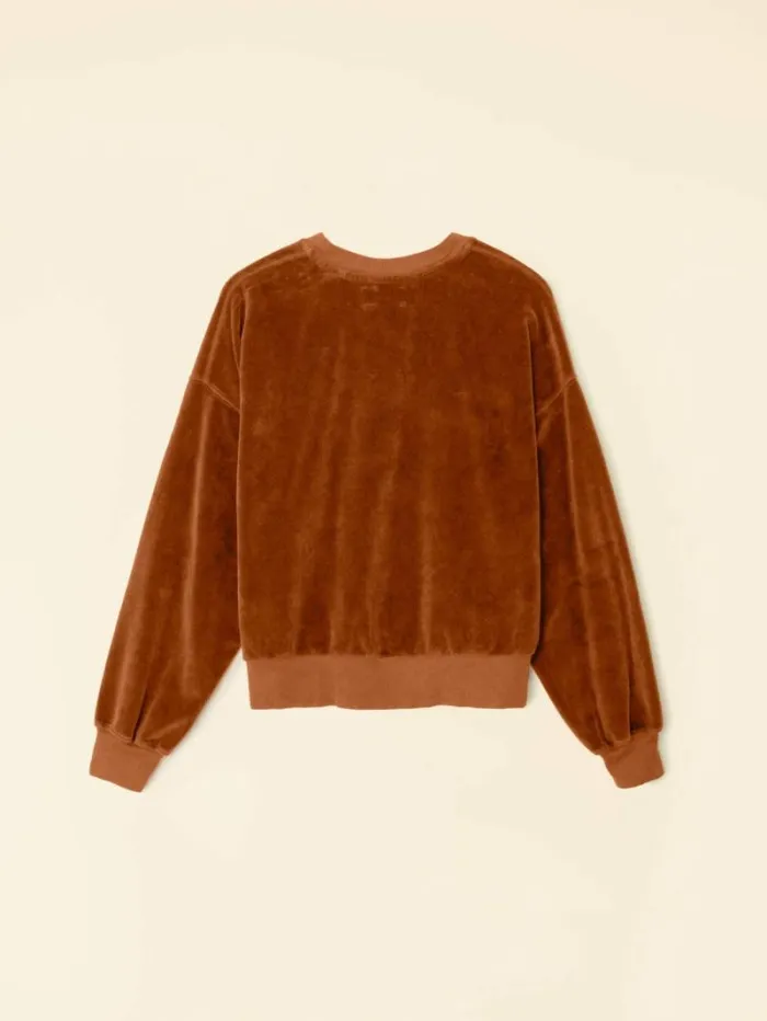 Xirena Brown Sugar Huxley Velour Sweatshirt Women Sweats and Tees